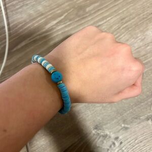 Stacked Blue Bead Stretch Bracelet